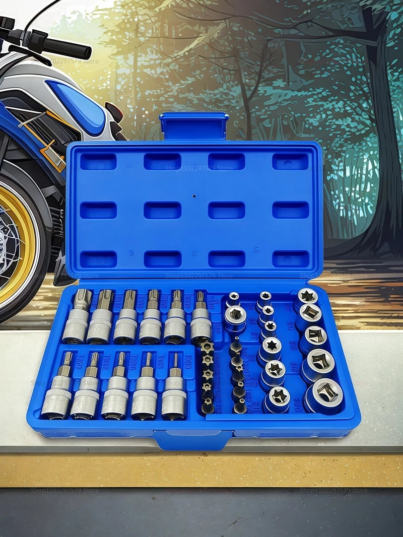Juego de Puntas Torx de 34 Piezas – Macho y Hembra con Llaves de Torque para Taller y Reparación Automotriz