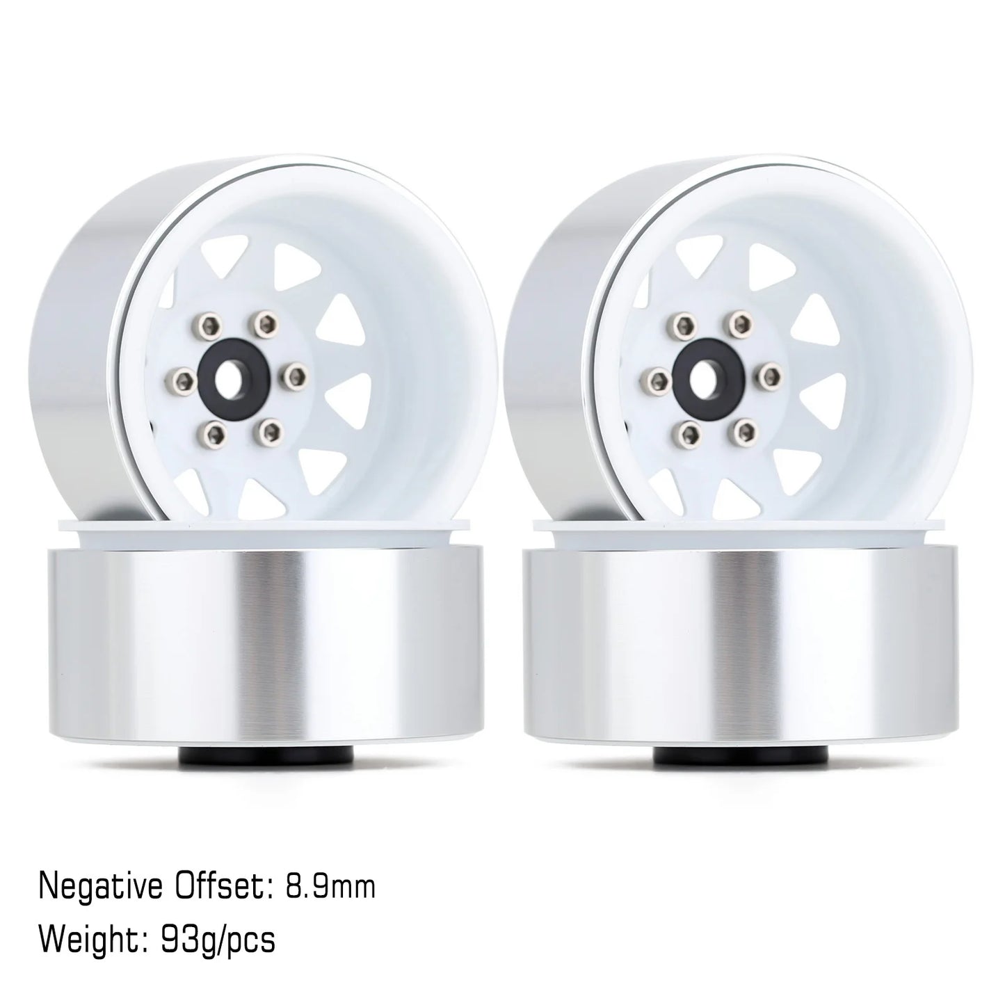 INJORA Rueda Beadlock 1.9" Metal Deep Dish – Offset Negativo 8.9mm para RC Crawler TRX4 y Axial SCX10