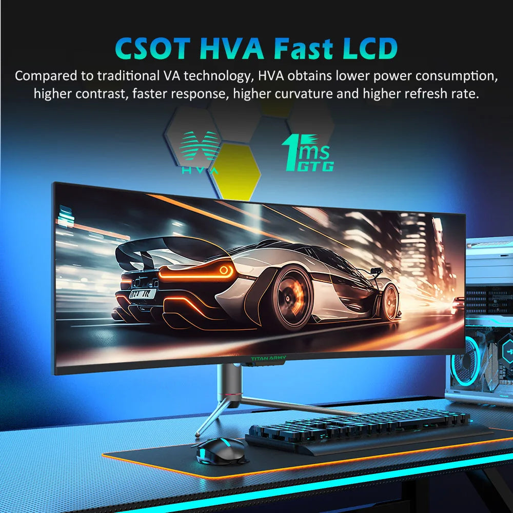 TITAN ARMY C49SHC 49" Gaming Monitor — Curvo 32:9, 144Hz, PIP/PBP