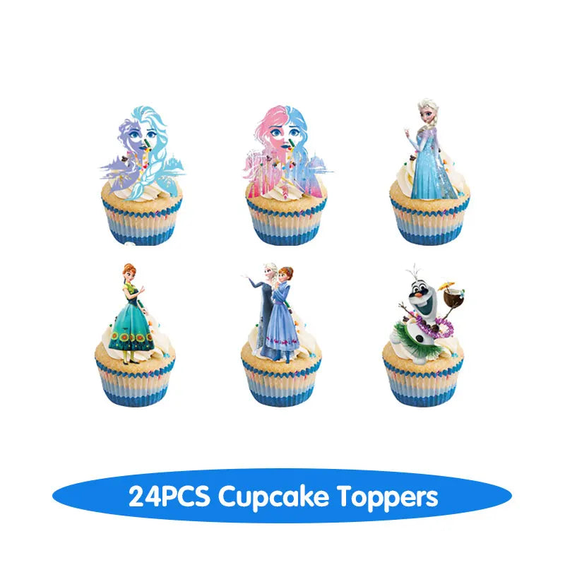 Decoración de Cumpleaños Disney Frozen – Mantel, Globos y Vajilla Azul para Fiesta Infantil