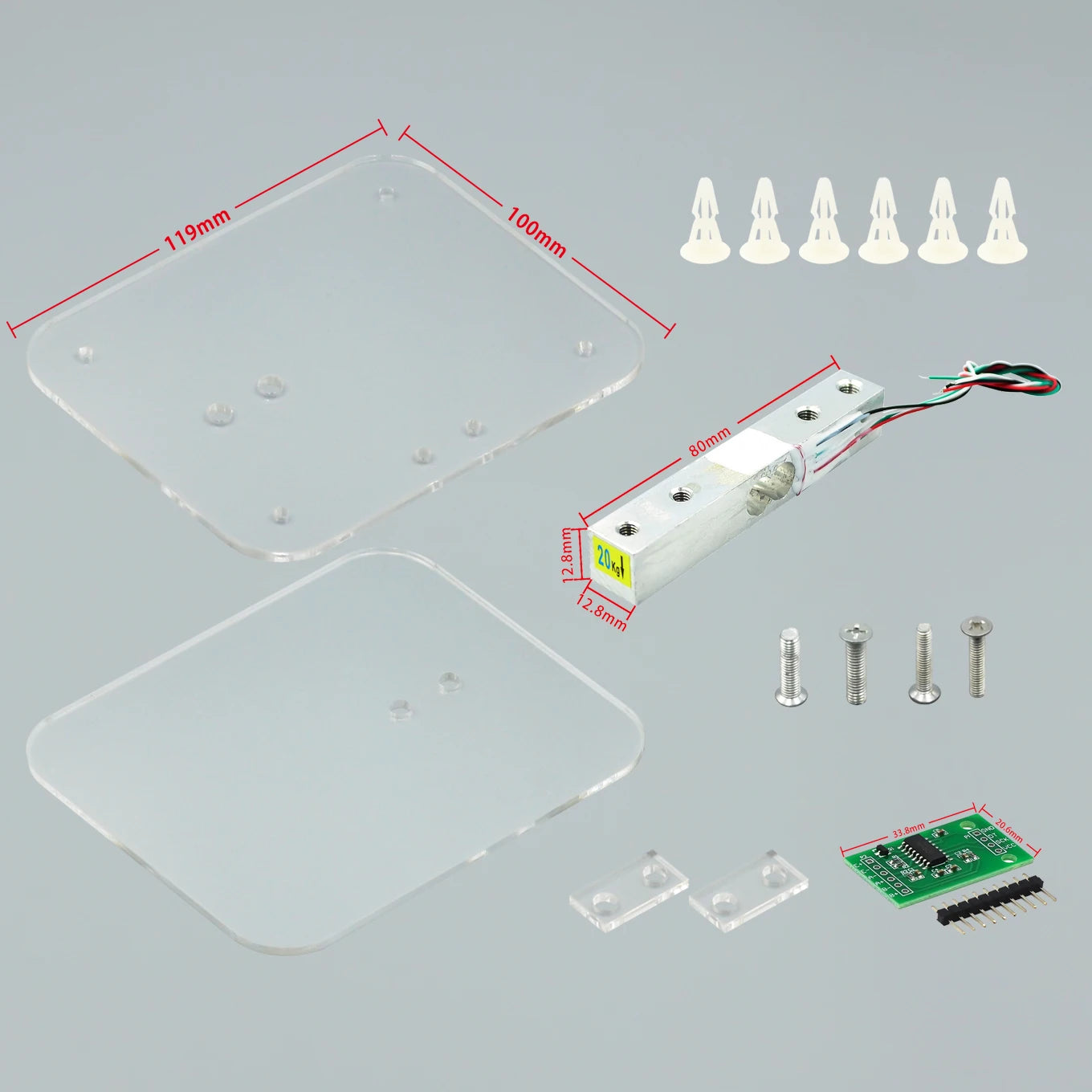 Sensor de Carga Digital HX711 – Célula de Peso 5KG/10KG para Arduino y Escalas Electrónicas