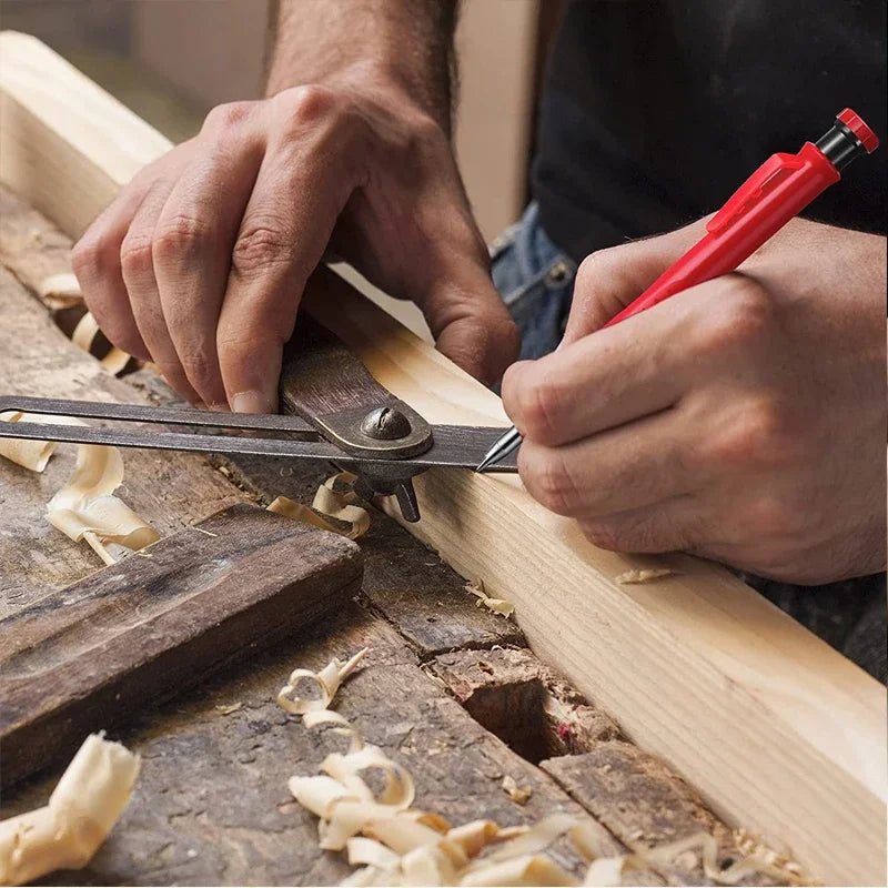 Lápiz de Carpintero Sólido con Minas de Repuesto y Sacapuntas Integrado – Marcador Mecánico para Agujeros Profundos