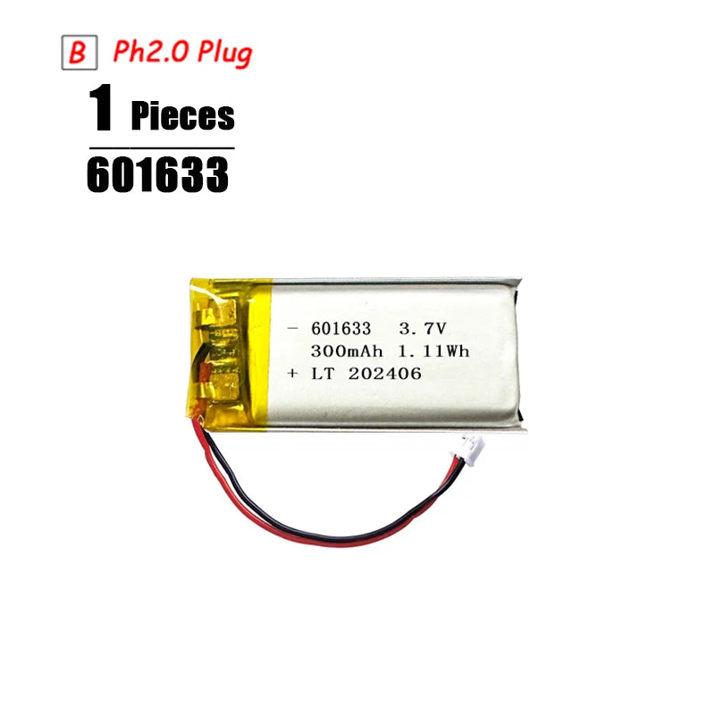 Batería LiPo 3.7V Recargable PH2.0 Plug – Compatible con PS4, GPS, Altavoces y MP3