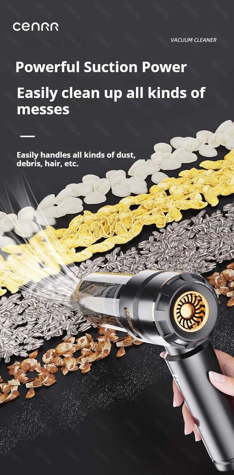 Aspiradora Portátil para Coche CENRR 998000PA — Potente y Sin Cable