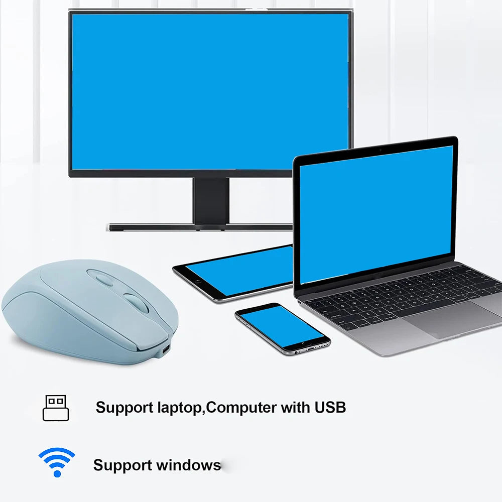 Ratón Inalámbrico Recargable Bluetooth 2.4G — Silencioso para PC y Portátil