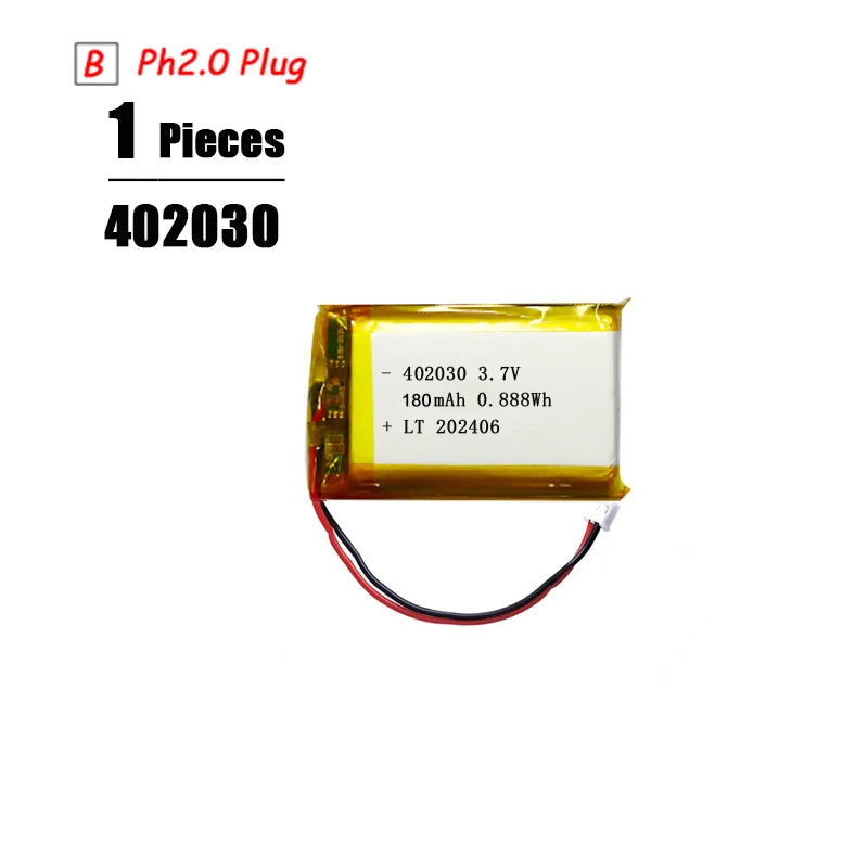 Batería LiPo 3.7V Recargable PH2.0 Plug – Compatible con PS4, GPS, Altavoces y MP3