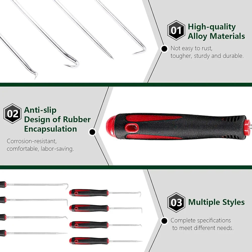 Juego de 4 Destornilladores y Ganchos para Sellos, Juntas y Retenes de Automóvil