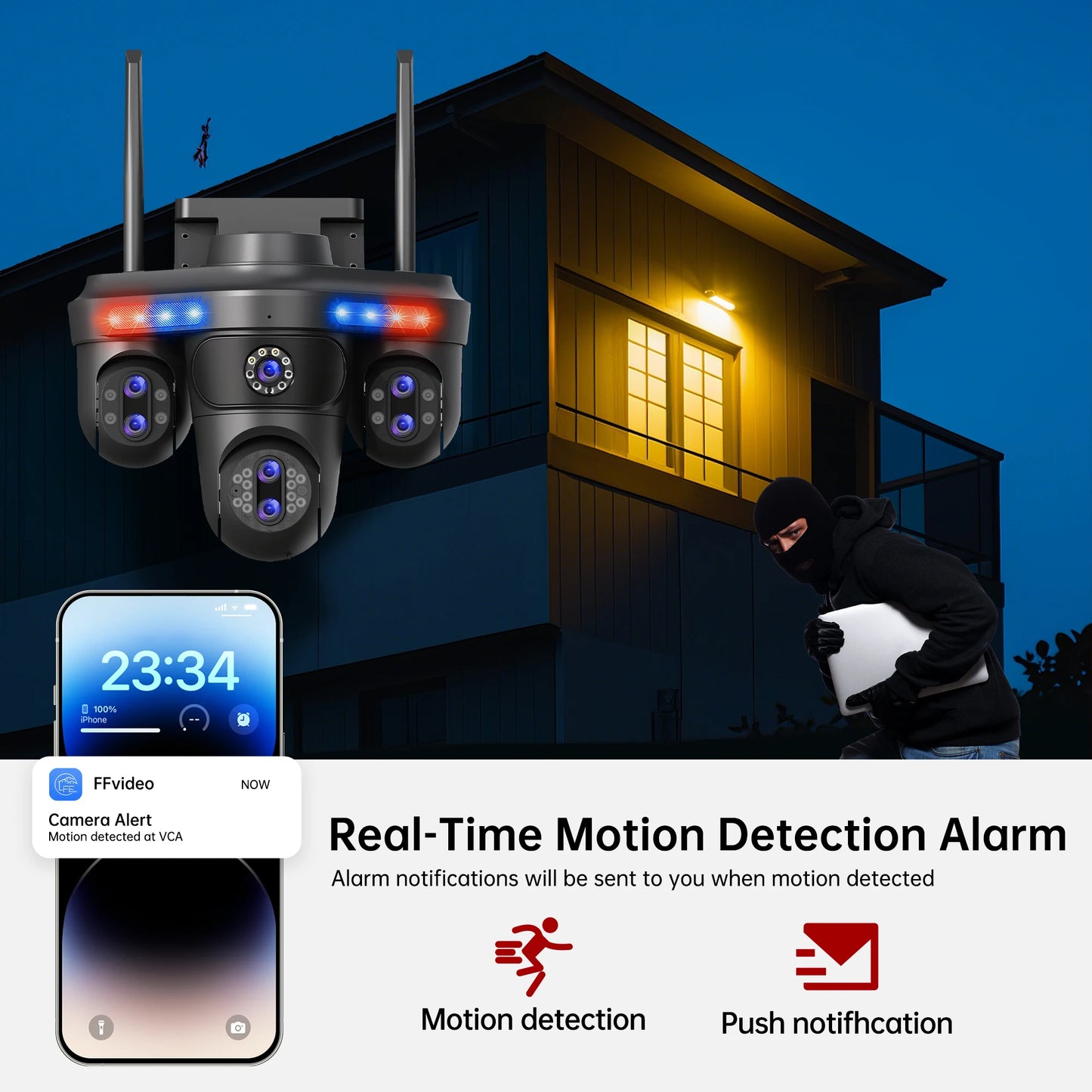 GEYUNE 35MP WiFi IP Camera – 10X Zoom Outdoor PTZ Security Camera con Auto Tracking