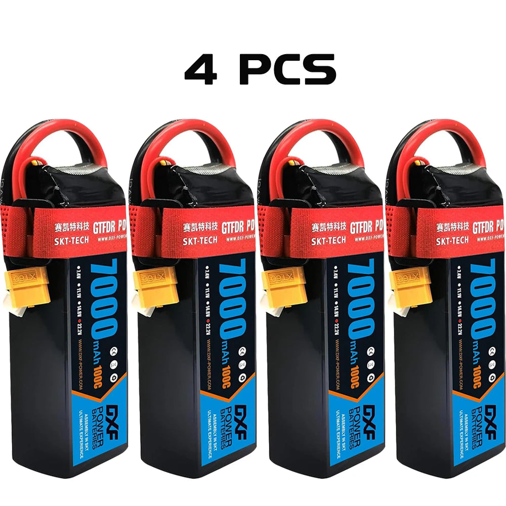 Batería DXF 6S LiPo 22.2V 100C 7000mAh XT60 – Potencia para RC, Drones y Coches de Carreras