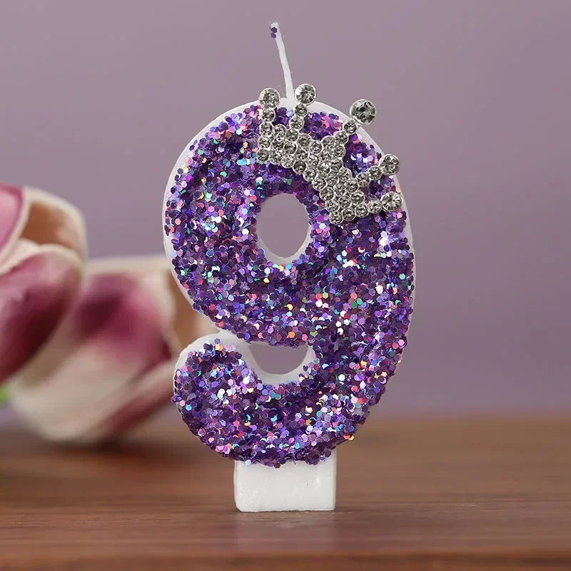 Velas Números Corona Morada – Decoración de Pastel para Cumpleaños y Fiesta
