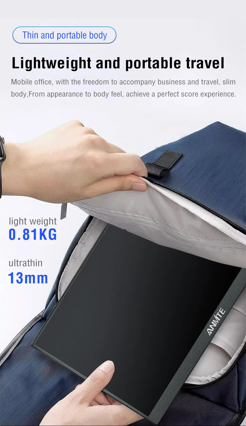 Monitor Portátil Anmite 16" 1200P HDR — Táctil y No Táctil para PC, Consolas y Móviles