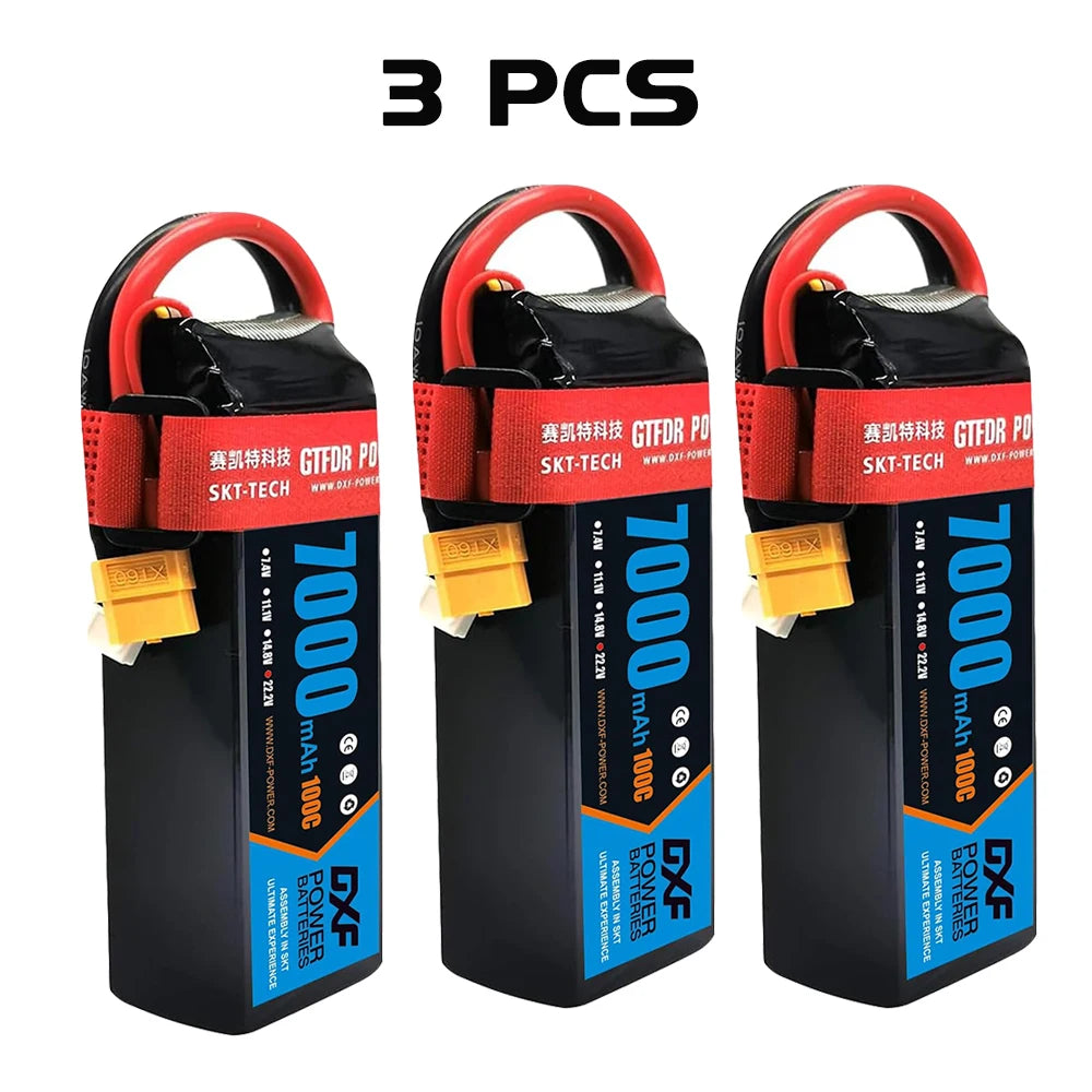 Batería DXF 6S LiPo 22.2V 100C 7000mAh XT60 – Potencia para RC, Drones y Coches de Carreras