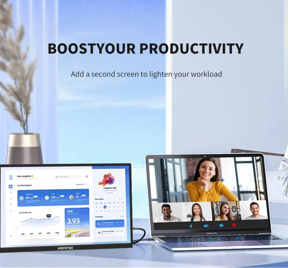 HGFRTEE 18.5" 100Hz Portable Monitor — HDMI/USB-C con Soporte VESA
