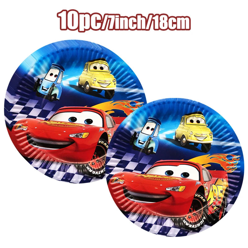 Decoración de Cumpleaños Disney Cars – Rayo McQueen | Platos, Vasos, Servilletas y Globos para Fiesta Infantil