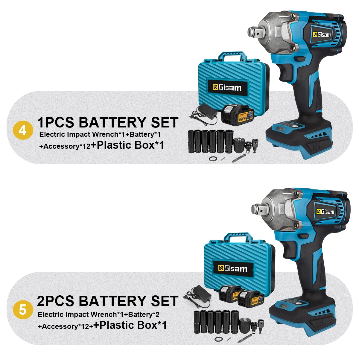 Llave de Impacto Inalámbrica Gisam 1200N.M – 1/2" Brushless