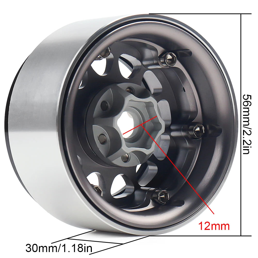 INJORA 1.9" Llantas Beadlock CNC Aluminio para RC Crawler 1/10 SCX10 TRX4 Gen8 (4 Piezas)