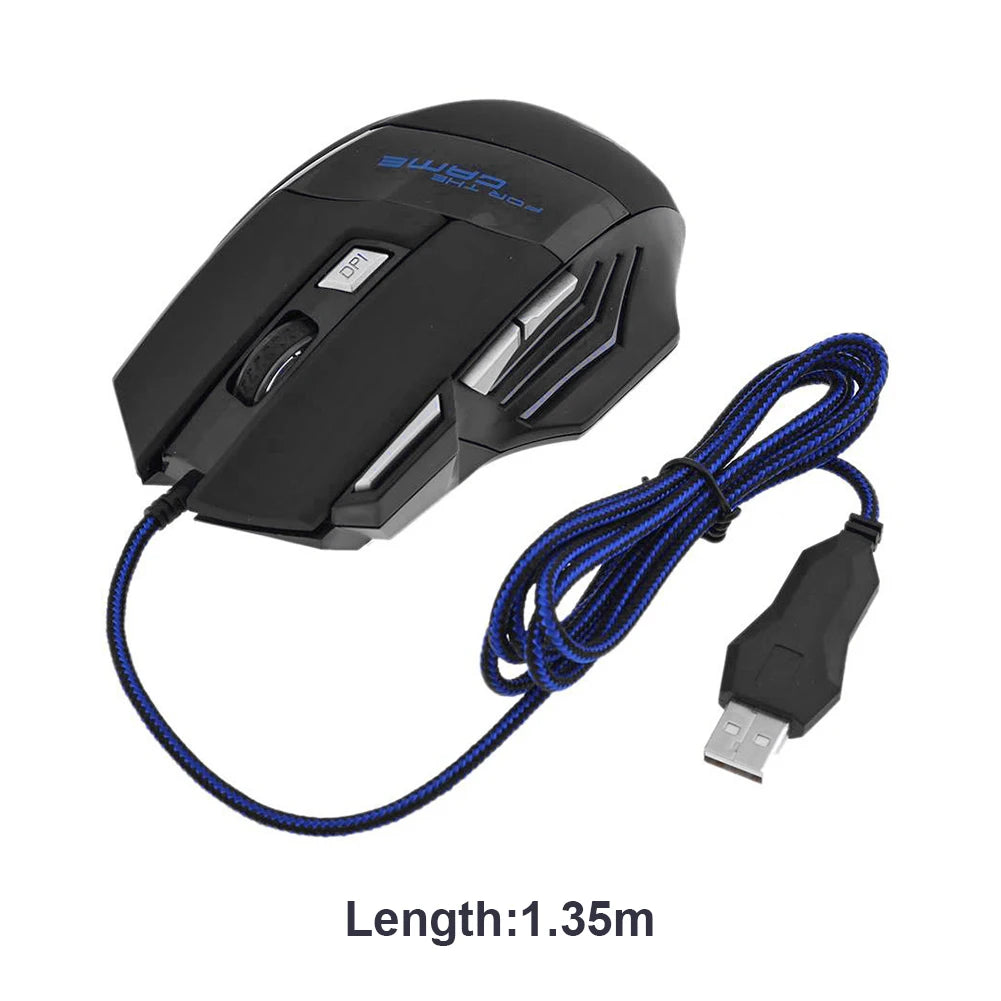 Mouse Gaming USB con Cable – 7 Botones, Retroiluminado RGB, 5500 DPI, Ergonómico, Óptico, para PC y Consolas