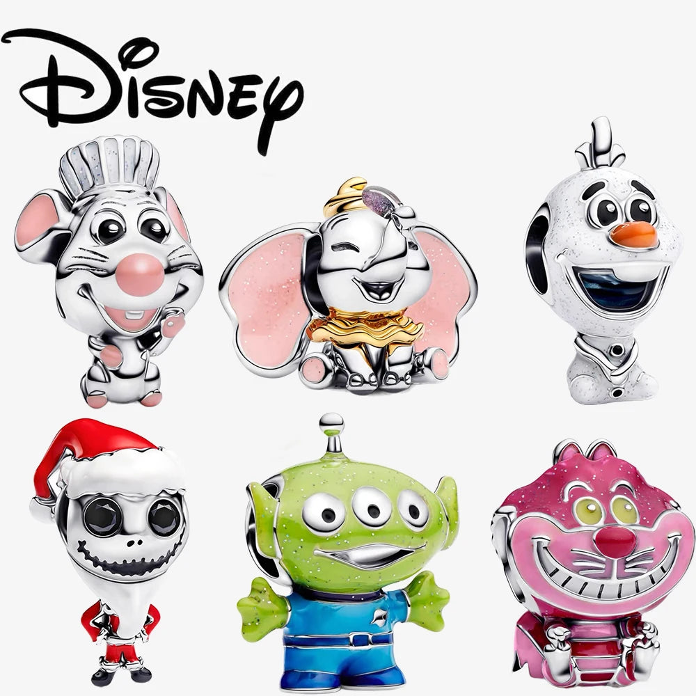 Charm Colgante Disney 925 Plata Esterlina – Dumbo, Pascal, Gato de Cheshire y Alien | Compatible con Pulseras Originales