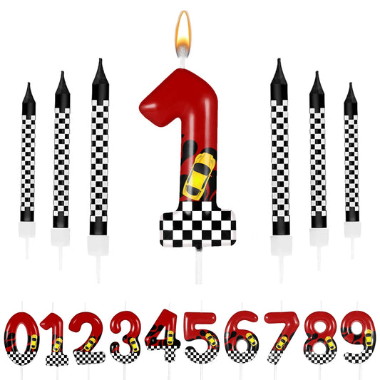Velas Temáticas de Autos de Carreras para Cumpleaños – Set de 7 Piezas