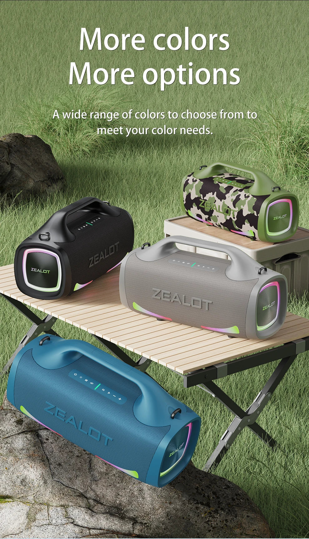 Altavoz Bluetooth Portátil ZEALOT S79 — 100W Subwoofer con Batería 24000mAh IPX6
