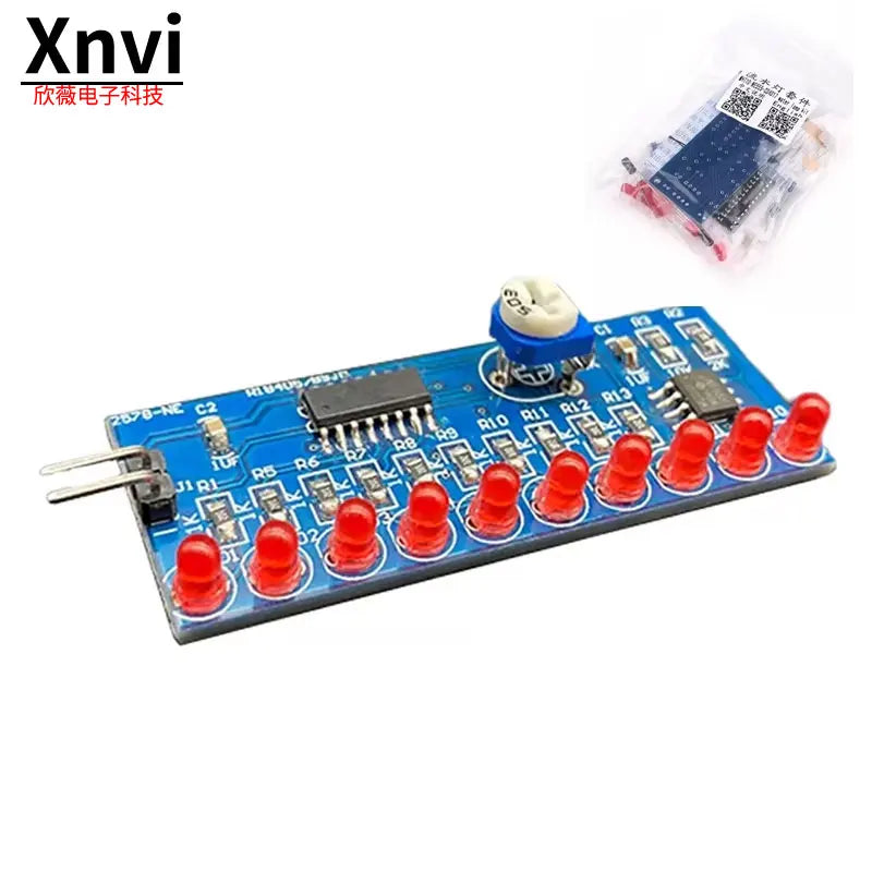 Kit Electrónico DIY NE555 + CD4017 – Luces LED Secuenciales de Flujo para Proyectos Educativos y Electrónica