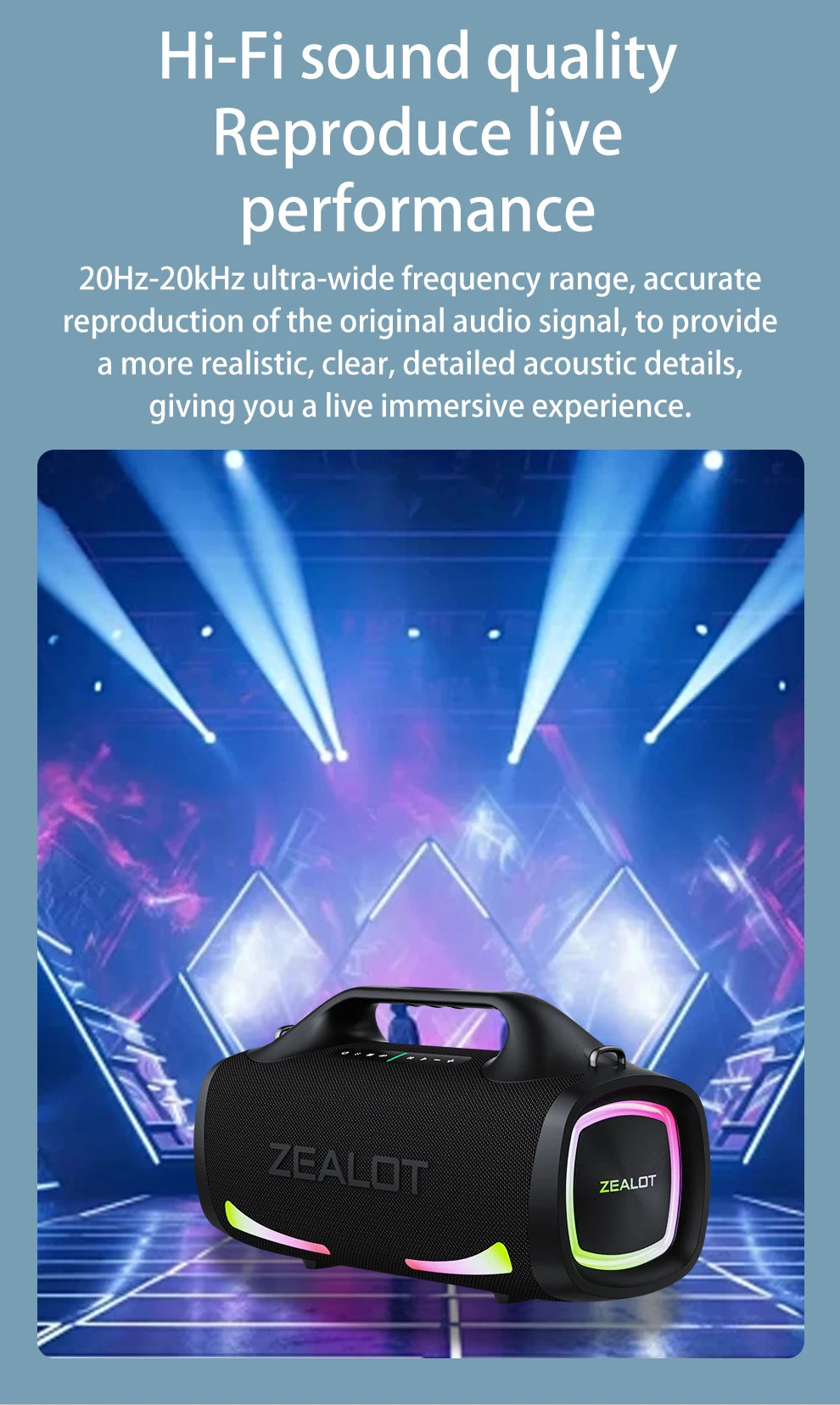 Altavoz Bluetooth Portátil ZEALOT S79 — 100W Subwoofer con Batería 24000mAh IPX6