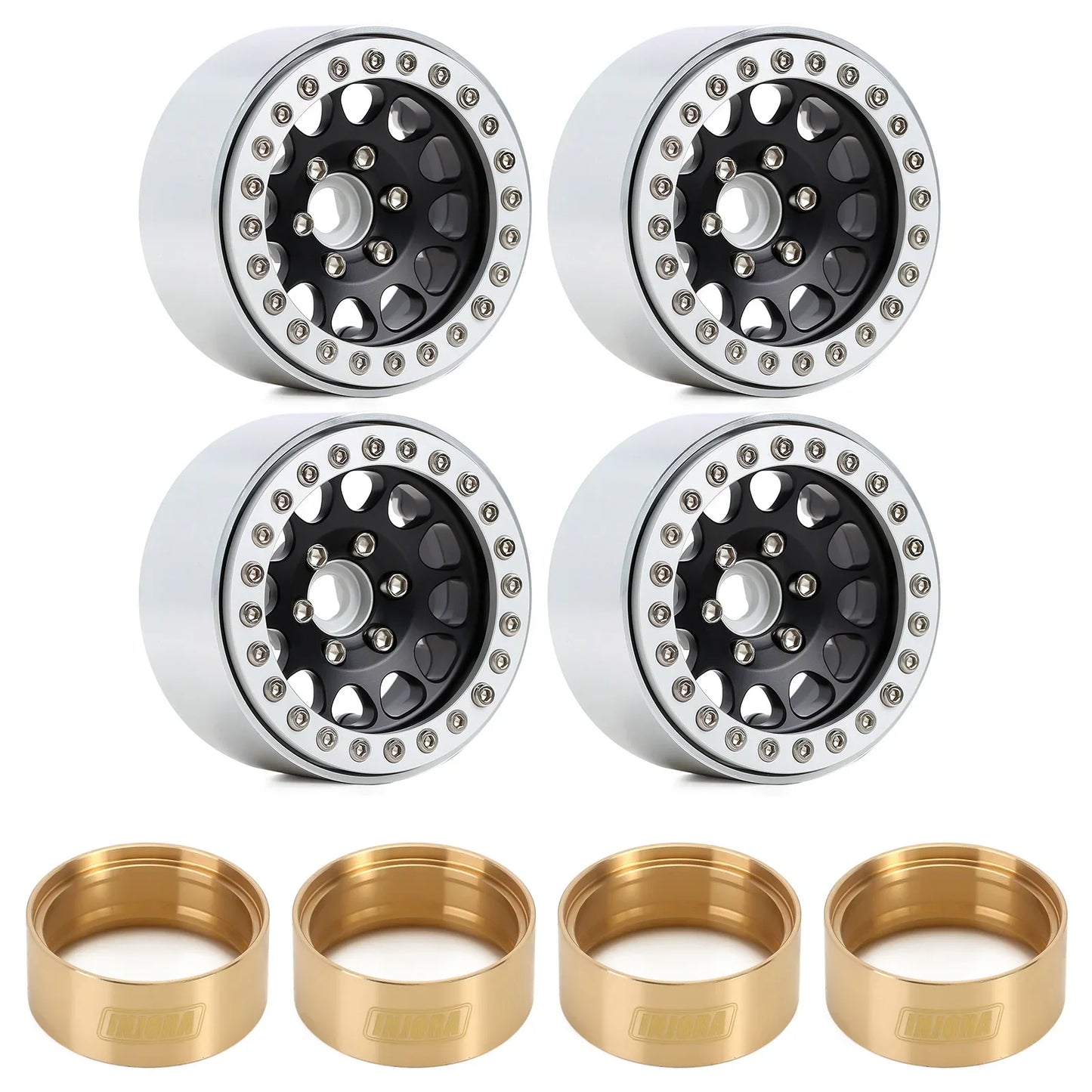 INJORA 1.9" Llantas Beadlock CNC Aluminio para RC Crawler 1/10 SCX10 TRX4 Gen8 (4 Piezas)