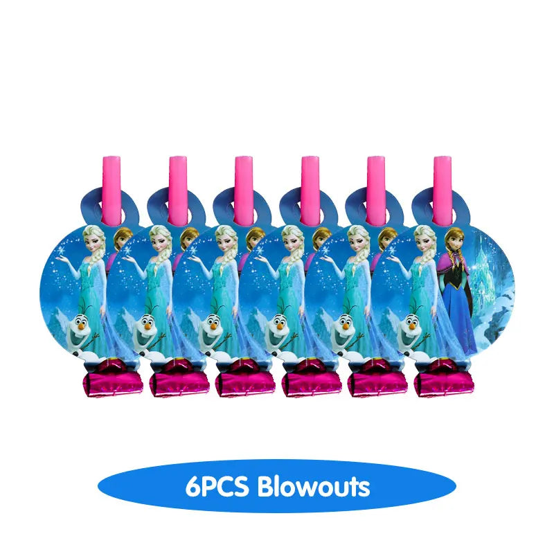 Decoración de Cumpleaños Disney Frozen – Mantel, Globos y Vajilla Azul para Fiesta Infantil
