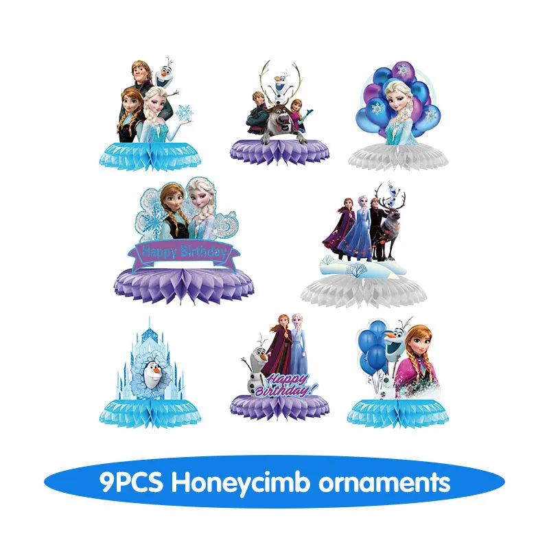 Decoración de Cumpleaños Disney Frozen – Mantel, Globos y Vajilla Azul para Fiesta Infantil