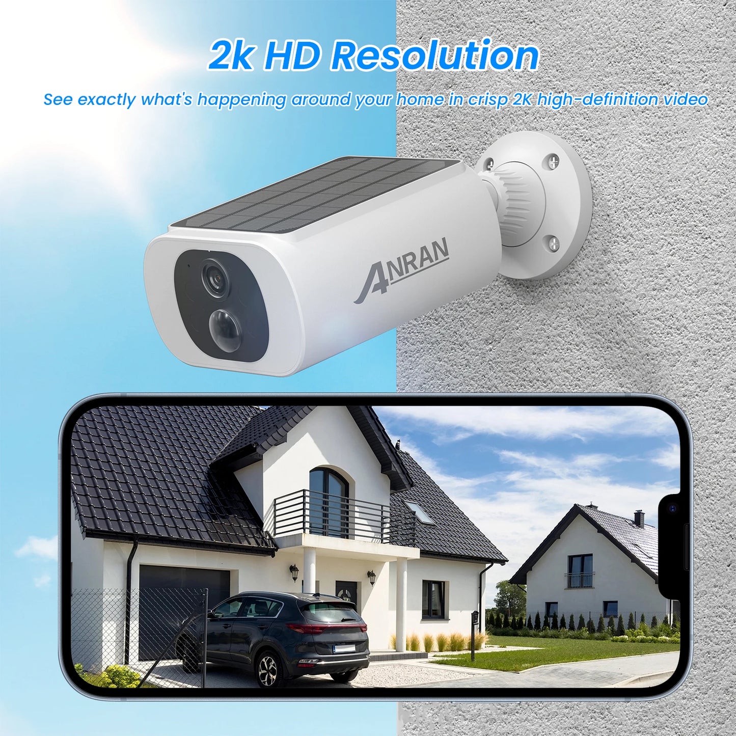 ANRAN 2K Solar Security Camera 3/5MP Outdoor Wireless 2.4G WIFI Camera Battery Cam Floodlight Color Night Vision Can't Add NVR