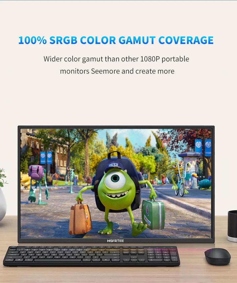 HGFRTEE 18.5" 100Hz Portable Monitor — HDMI/USB-C con Soporte VESA