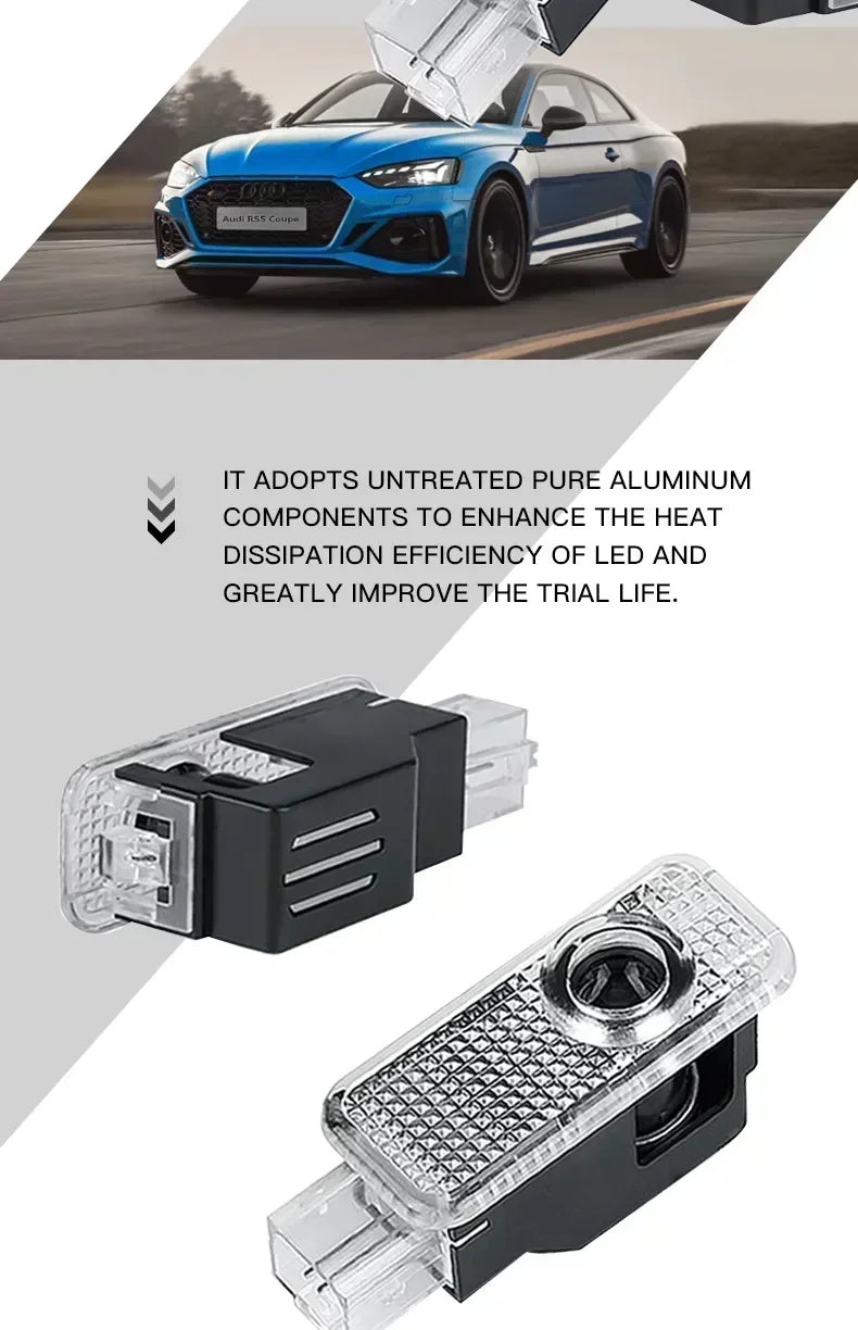 Luces LED Proyector para Puerta Audi — 2/4 Pcs, Logo HD para A3, A4, A5, A6, Q5 y Más