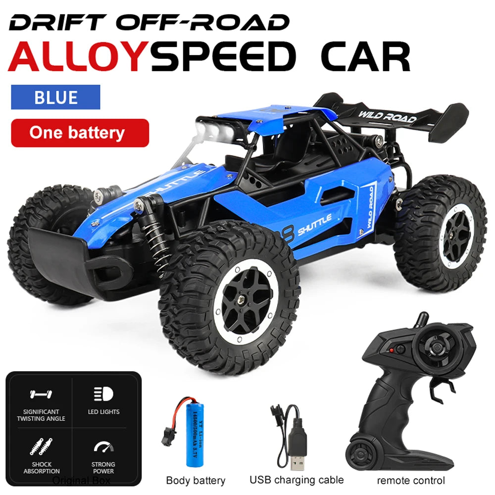 RC Car 1:16 2WD – Coche RC Off-Road con LED, Alta Velocidad 20KM/H para Niños