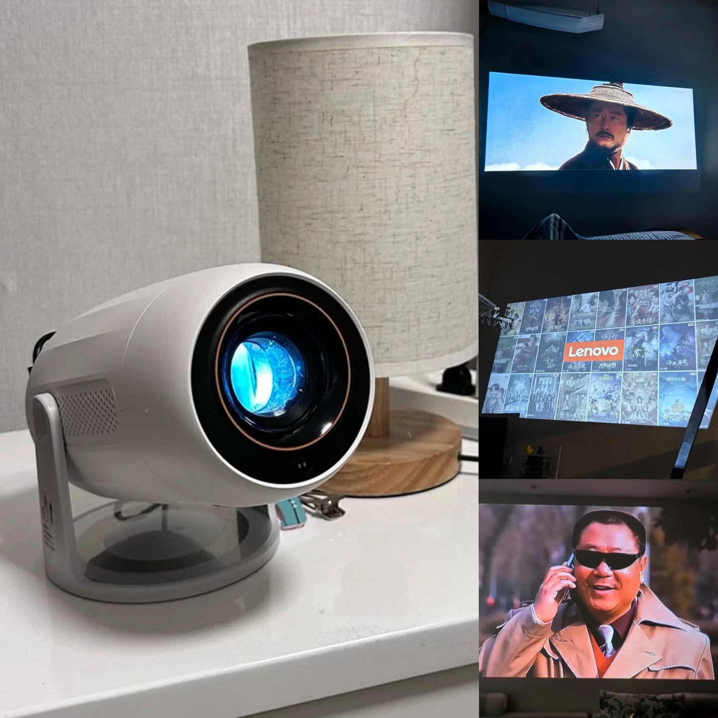 Proyector Portátil Lenovo 4K – Android 12, WiFi 6, Autoenfoque TOF y Cine en Casa Full HD