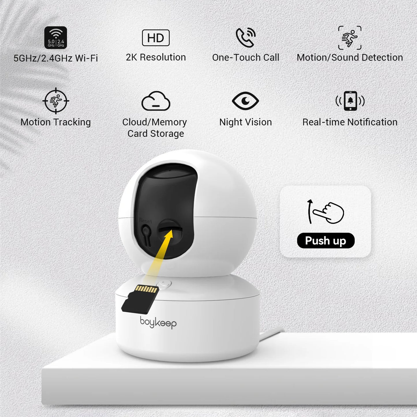 Cámara Inteligente BoyKeep 2K WiFi — Vigilancia Interior con Visión Nocturna y Audio Bidireccional K30