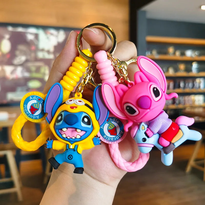 Anime Disney Keychain kawaii Tom and Jerry Cartoon Figure PVC Doll Bag Keyring Ornament Accessories Children Toys Birthday Gifts
