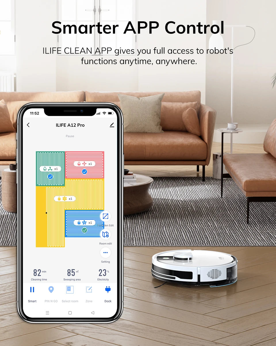 Robot Aspirador ILIFE A12 Pro — Limpieza y Mopa Inteligente 3000Pa