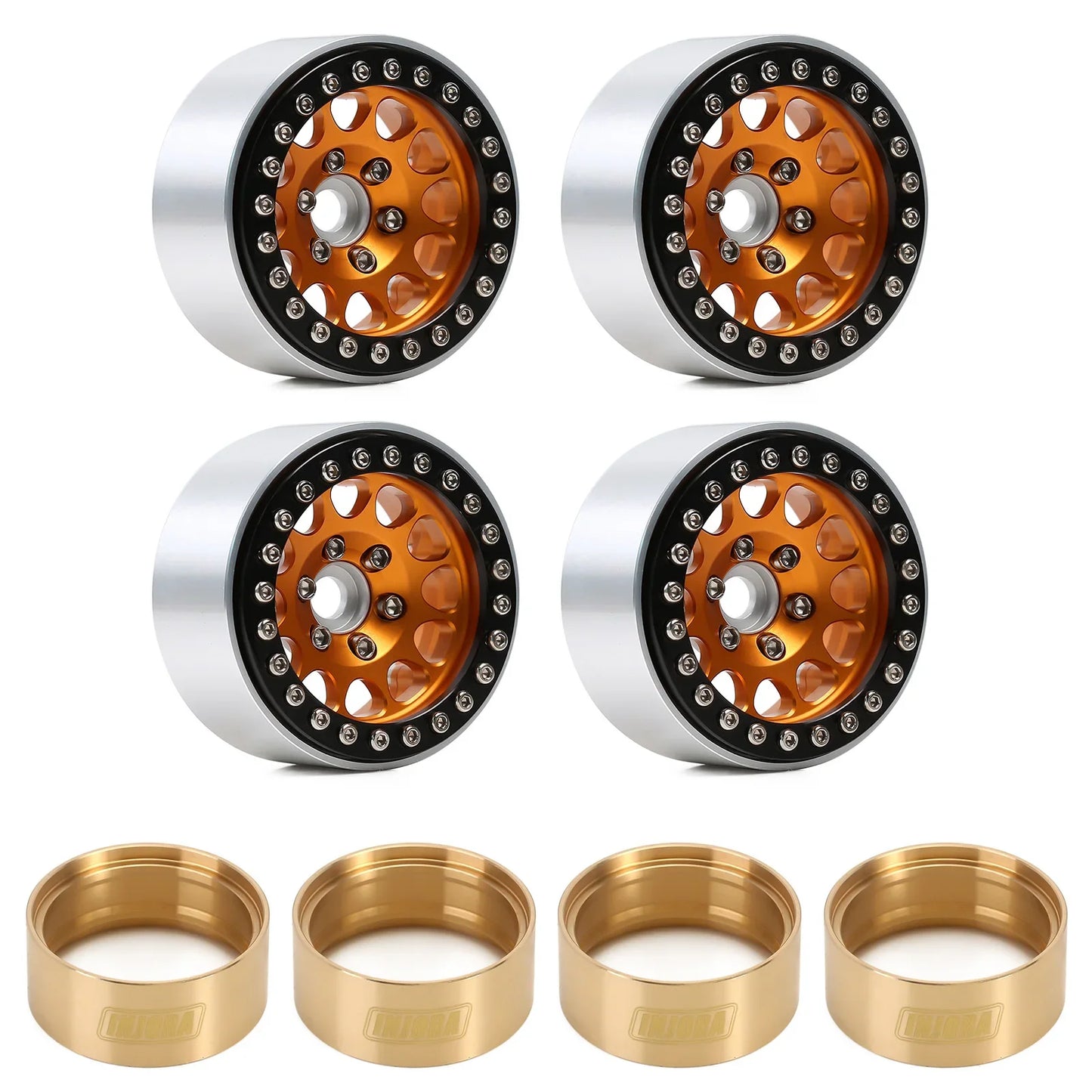 INJORA 1.9" Llantas Beadlock CNC Aluminio para RC Crawler 1/10 SCX10 TRX4 Gen8 (4 Piezas)