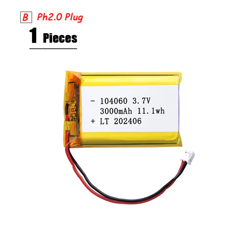 Batería LiPo 3.7V Recargable PH2.0 Plug – Compatible con PS4, GPS, Altavoces y MP3