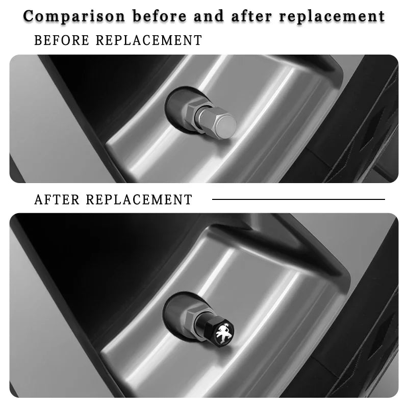 Set de 4 Tapas de Válvula de Metal para Llantas – Accesorios Peugeot