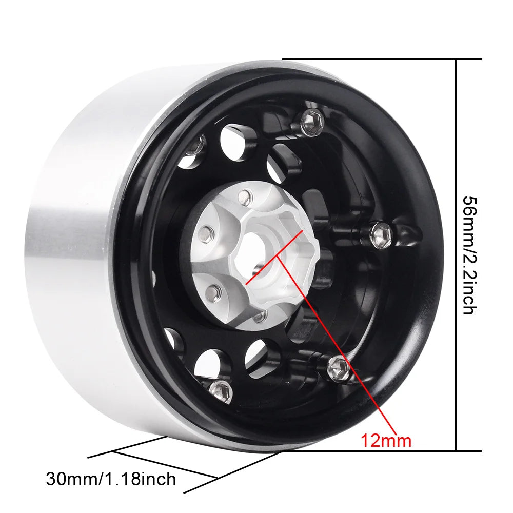 INJORA 1.9" Llantas Beadlock CNC Aluminio para RC Crawler 1/10 SCX10 TRX4 Gen8 (4 Piezas)