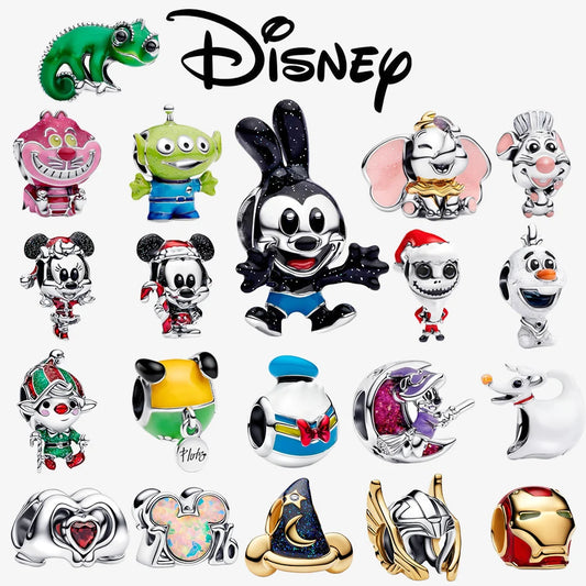 Charm Colgante Disney 925 Plata Esterlina – Dumbo, Pascal, Gato de Cheshire y Alien | Compatible con Pulseras Originales