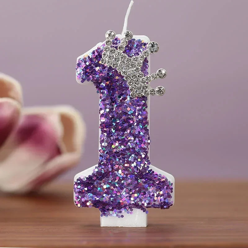 Velas Números Corona Morada – Decoración de Pastel para Cumpleaños y Fiesta