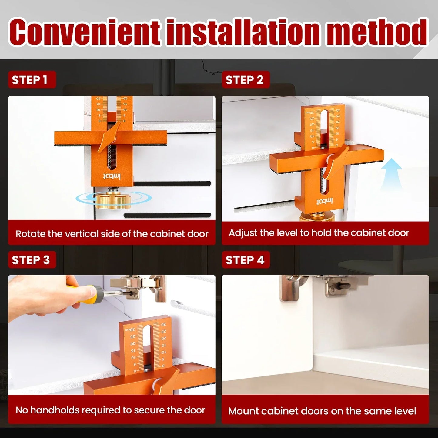 Herramienta de Posicionamiento Rápido 2 en 1 para Instalación de Puertas de Gabinete