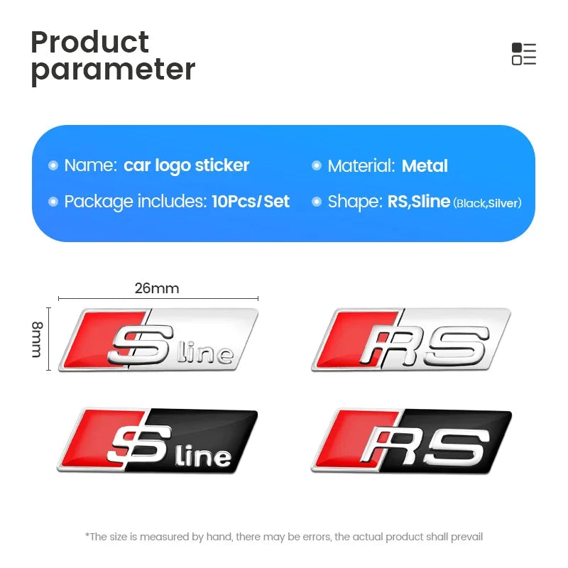 Emblema 3D Audi SLINE RS — Sticker Volante y Carrocería