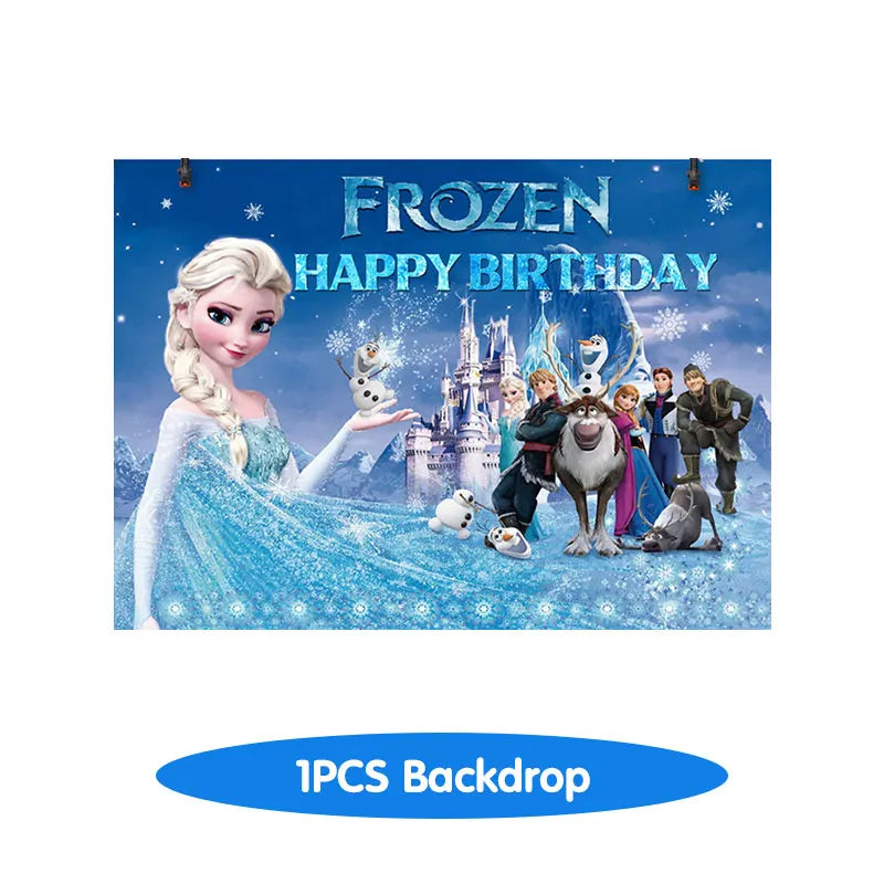 Decoración de Cumpleaños Disney Frozen – Mantel, Globos y Vajilla Azul para Fiesta Infantil