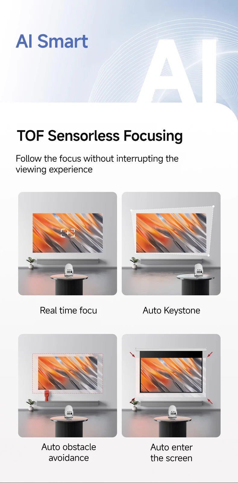 Proyector Portátil Lenovo 4K – Android 12, WiFi 6, Autoenfoque TOF y Cine en Casa Full HD