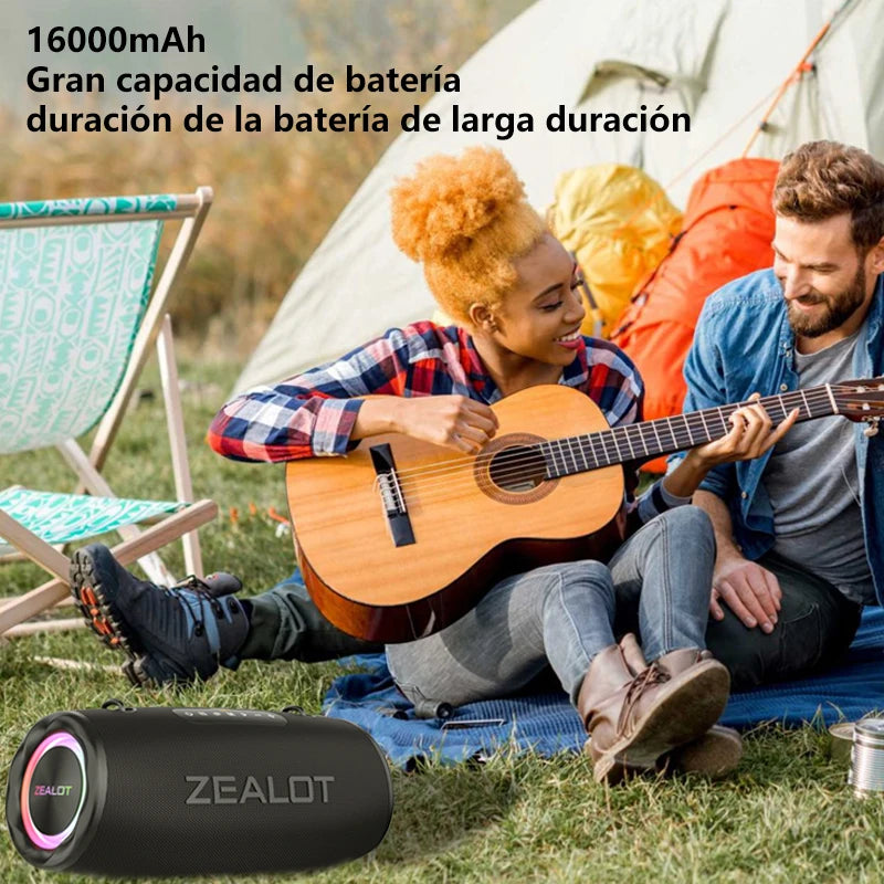 Altavoz Bluetooth Portátil ZEALOT S87 — 80W IPX6 Resistente al Agua con Subwoofer