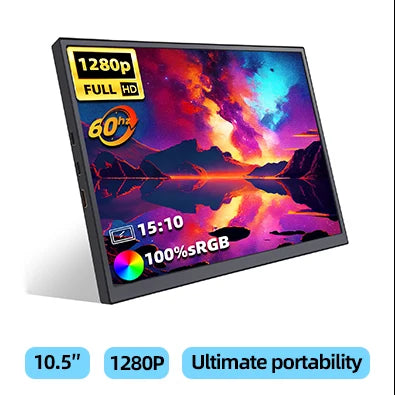 ZSUS 14" 2K Portable Monitor – 2160x1440, 60Hz, 100% sRGB, HDR10, USB-C, HDMI, Built-in Speakers