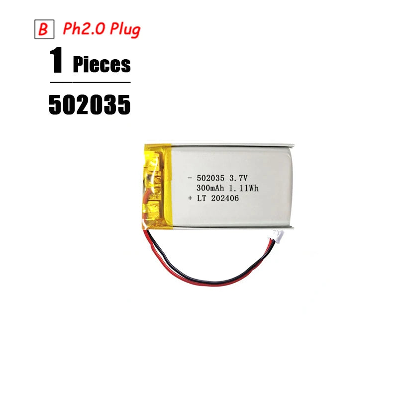 Batería LiPo 3.7V Recargable PH2.0 Plug – Compatible con PS4, GPS, Altavoces y MP3